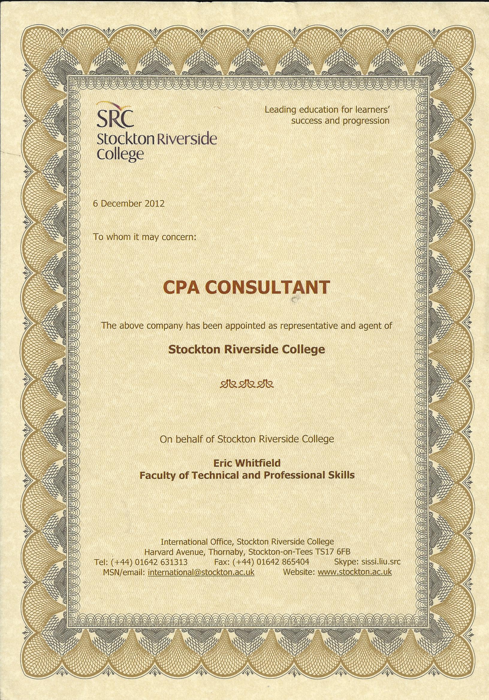 Stockton Riverside College Authorised Representative